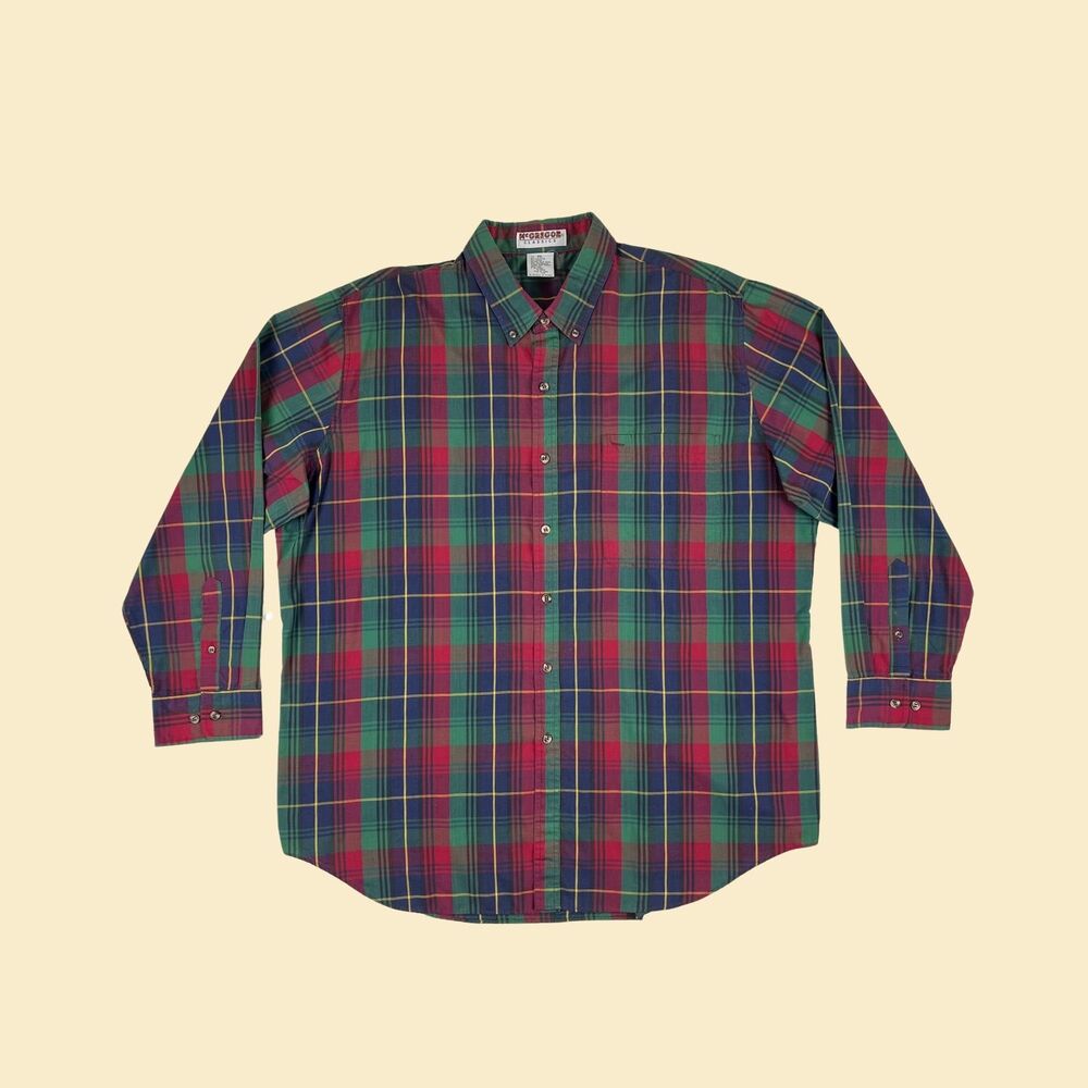 90s XXL plaid shirt by McGregor Classics, vintage 1990s burgundy/green/blue top